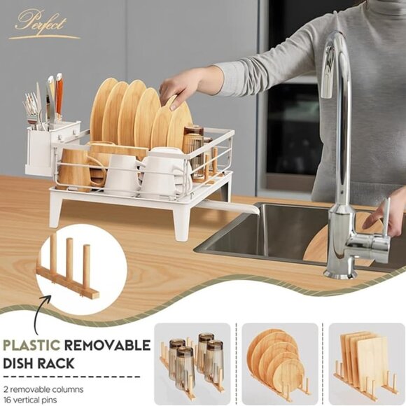 New Dish Drying Rack for Kitchen Counter Decor with Drainboard Auto-Drain - Picture 4 of 8